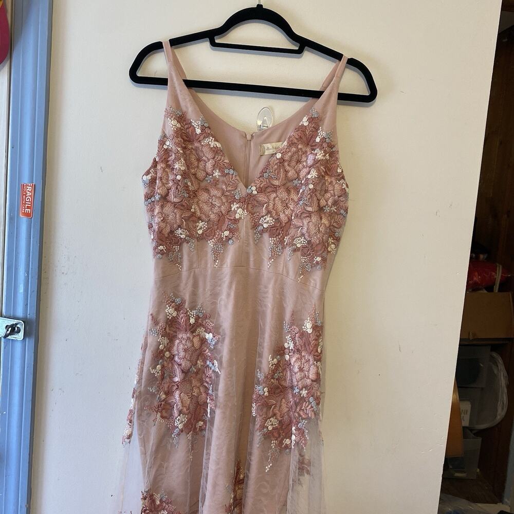 Altar'd State Maxi Dress M Sheer Pink Lace Floral Fairy Cottagecore Formal Party - Picture 8 of 11